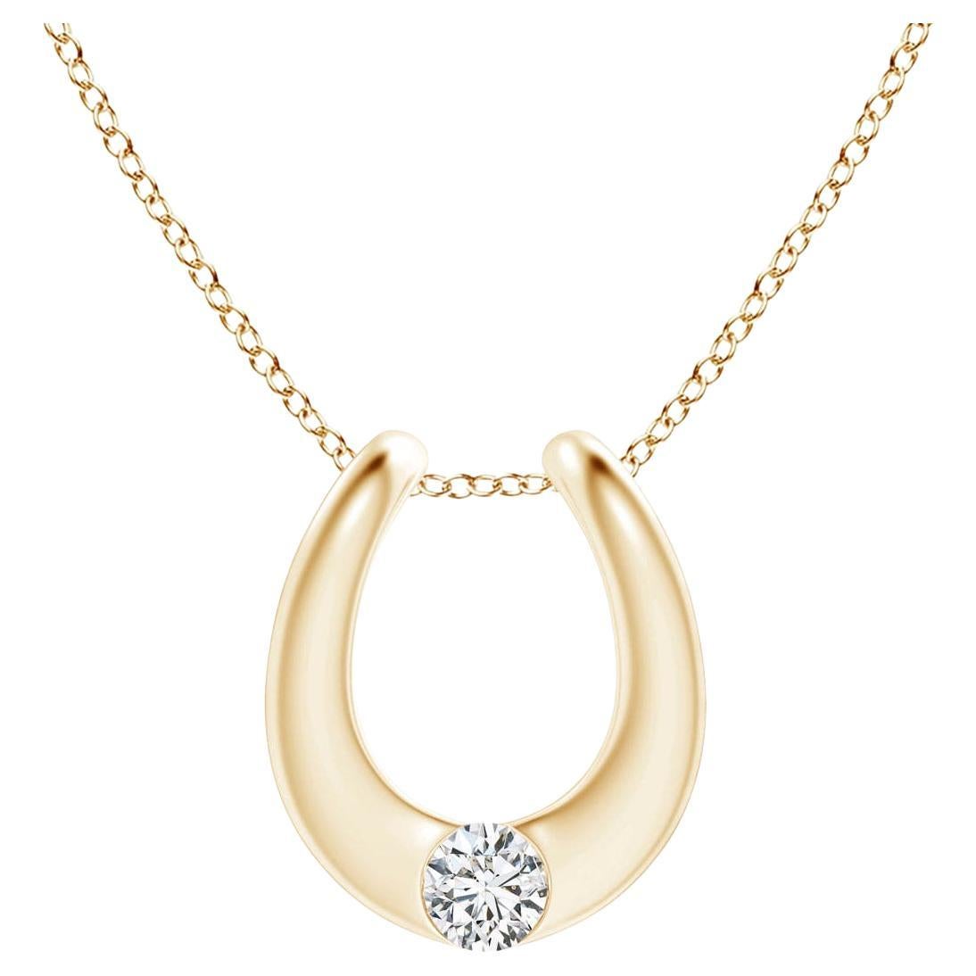 Angara 14K Solid Gold Horseshoe Diamond Pendant, Natural Gypsy Set For Sale