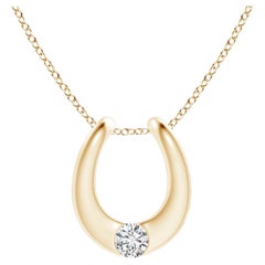 Angara 14K Solid Gold Horseshoe Diamond Pendant, Natural Gypsy Set