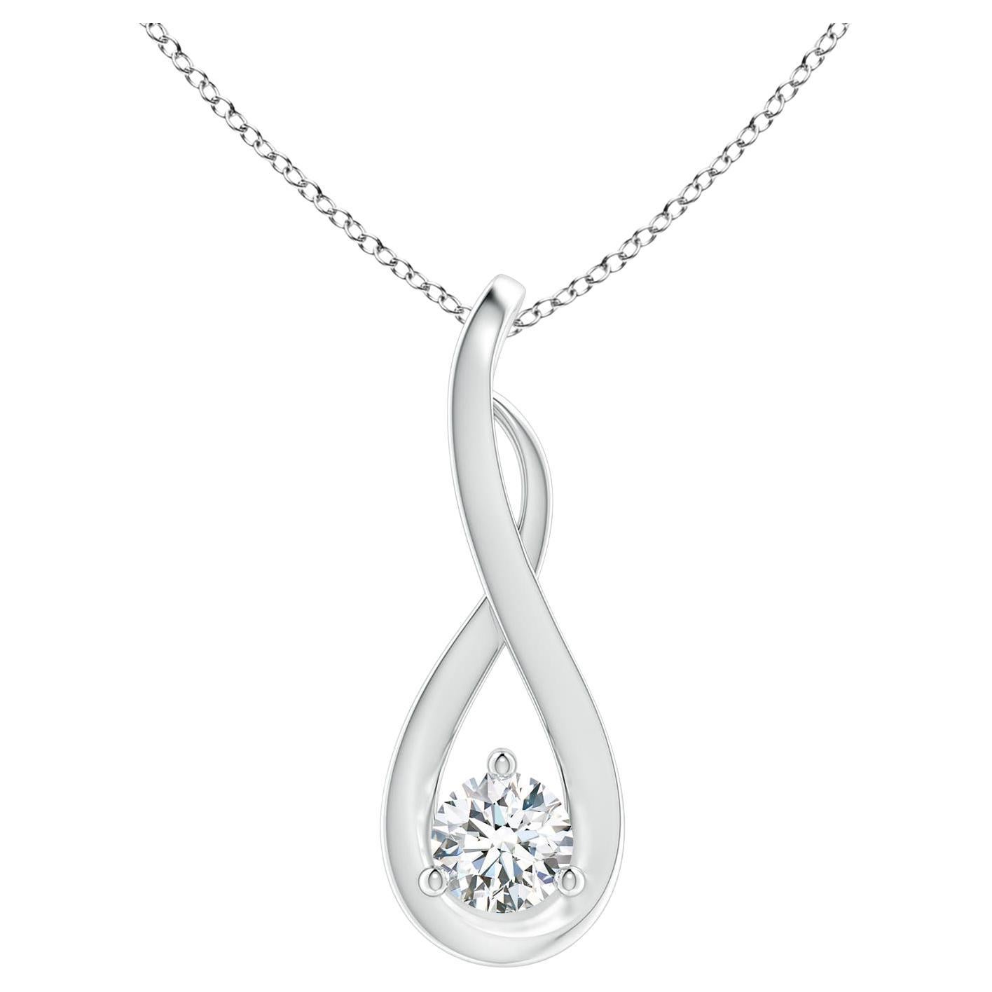 Angara 14K Solid Gold Infinity Twist Diamond Pendant Necklace, 0.25ct