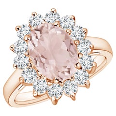 Angara natürlichen Prinzessin Diana inspiriert 2,5 ct Morganit Halo Ring in 14K Gold