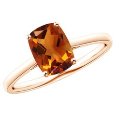 Angara Natural Prong-Set Cushion 1.35ct Citrine Solitaire Ring in 14K Solid Gold