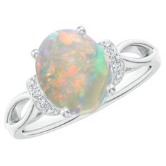 Angara Bague solitaire en or massif 14K de 1,45 ct d'opale naturelle avec diamants