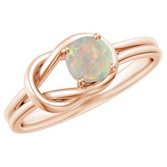 Angara Natural Solitaire Opal Infinity Knot Ring in 14K Solid Gold for Women