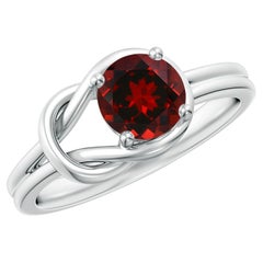 Angara Natural Solitaire 1 ct Garnet Infinity Knot Ring in 14K Solid Gold