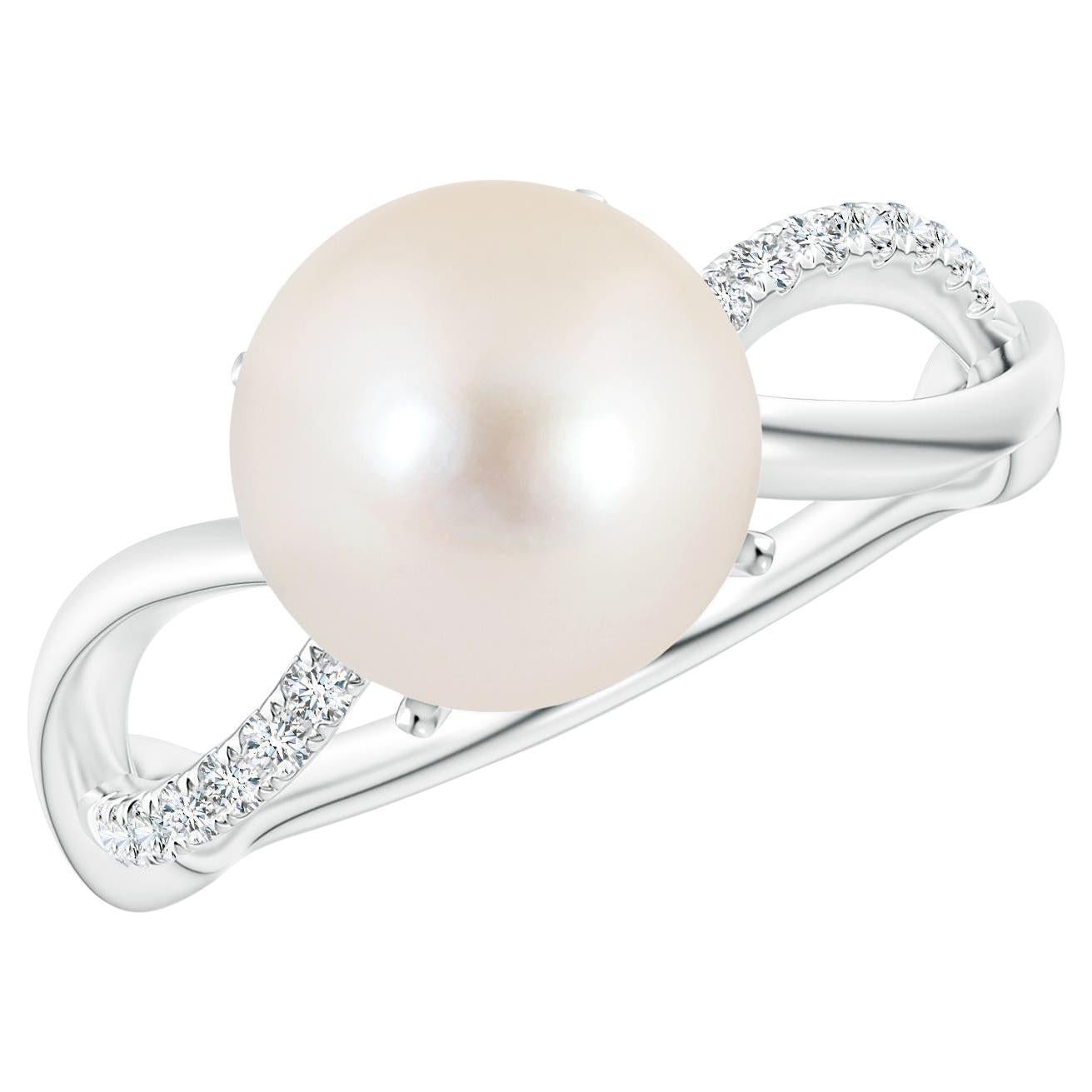 Angara Freshwater Cultured Pearl Infinity Ring in 14K Solid Gold for Women For Sale