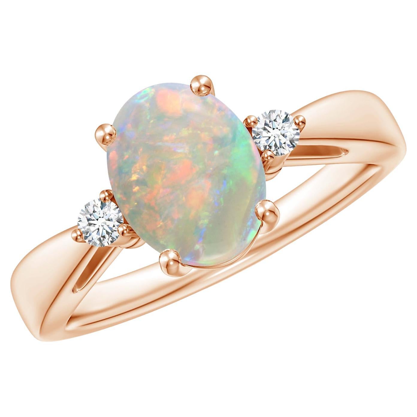 Angara Bague solitaire de 1,1 ct d'opale naturelle avec diamant en or massif 14K