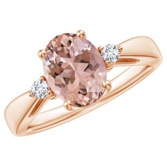 Angara Anello solitario con morganite naturale da 1,65 carati e diamante in oro massiccio 14K