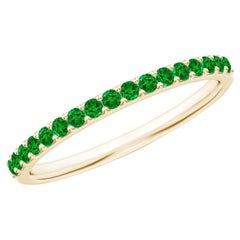 Angara Natural Prong Set Eternity Round Emerald Wedding Ring in 14K Solid Gold