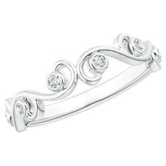 Angara Art Deco Natural Diamond Ivy Scroll Half Eternity Ring in 14K Solid Gold