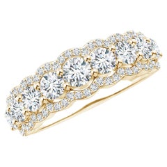 Angara Natural Scalloped-Edge Diamond Anniversary Ring in 14K Solid Gold