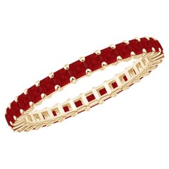 Angara Natural Prong Set Square 1.28 ct Ruby Eternity Ring in 14K Solid Gold