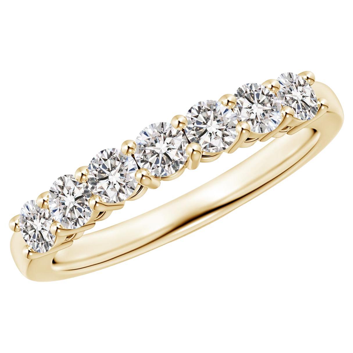 Angara Natürlicher Prong-Set Runder Diamant Sieben Stein Ehering 14K Massiv Gold