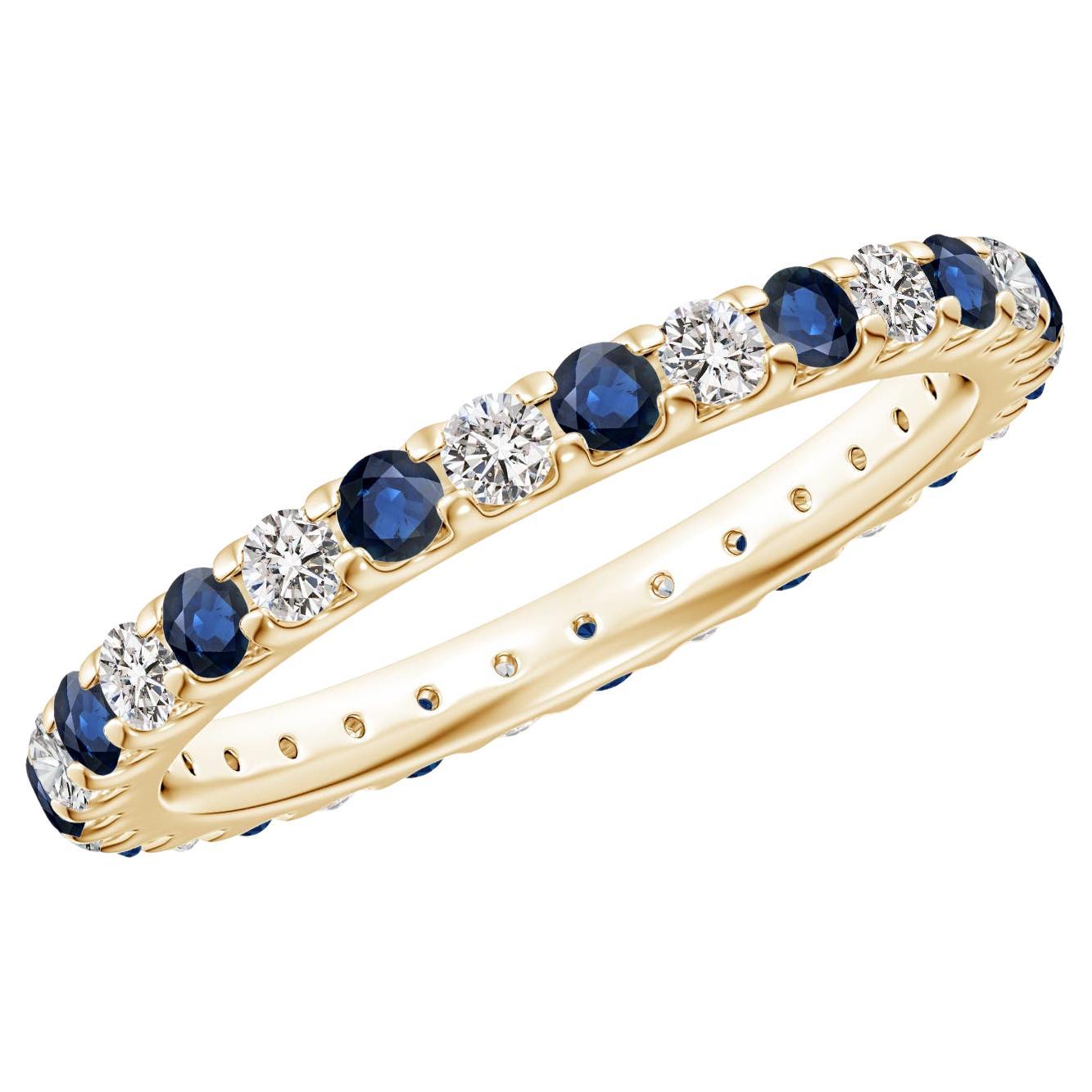 Angara Natural Shared Prong Sapphire and Diamond Eternity Band in 14K Solid Gold