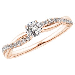 Angara Natural Solitaire Diamond Engagement Ring with Accents in 14K Solid Gold