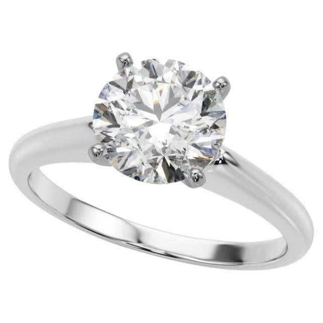 GIA-zertifizierter runder Solitär mit 3,01 Karat klassisch Diamantring