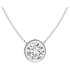 Angara 14K Solid Gold Bezel-Set Round Diamond Pendant Necklace, 0.25ct