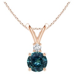 Angara Natural 1ct Teal Montana Sapphire & Diamond Solitaire Pendant in 14K Gold