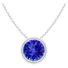 Angara Natural Bezel-Set Round Tanzanite Solitaire Pendant in 14K Solid Gold
