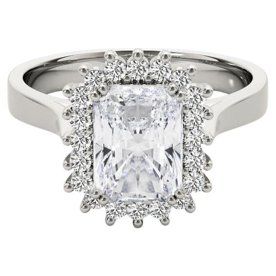GIA zertifiziert 1.2 Karat Vintage Radiant Halo Cluster Diamantring