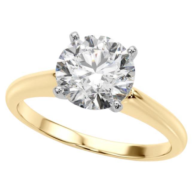 GIA Certified 2.71 Carat Round Solitaire Classic 18K Yellow Gold Diamond Ring