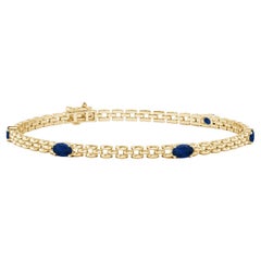 Angara Pulsera de eslabones de zafiro ovalado natural de cinco piedras en oro macizo de 14 quilates