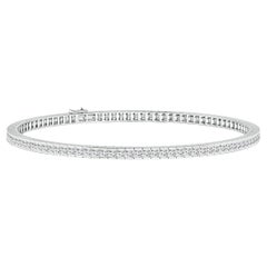 Natural Diamond Tennis Bracelet Channel-Set Princess-Cut 3.17ct in 14K Gold