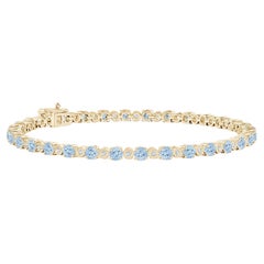 Angara Natural 3,2ct Aquamarin und Illusion Diamant Tennis-Armband in 14K Gold