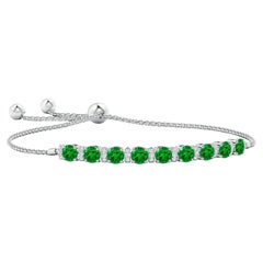 Angara Natural 2.16 ct Emerald Bolo Bracelet with Diamond Accents in 14K Gold