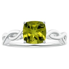 Angara 1.46ct GIA Certified Cushion Peridot Ring in 14K Gold