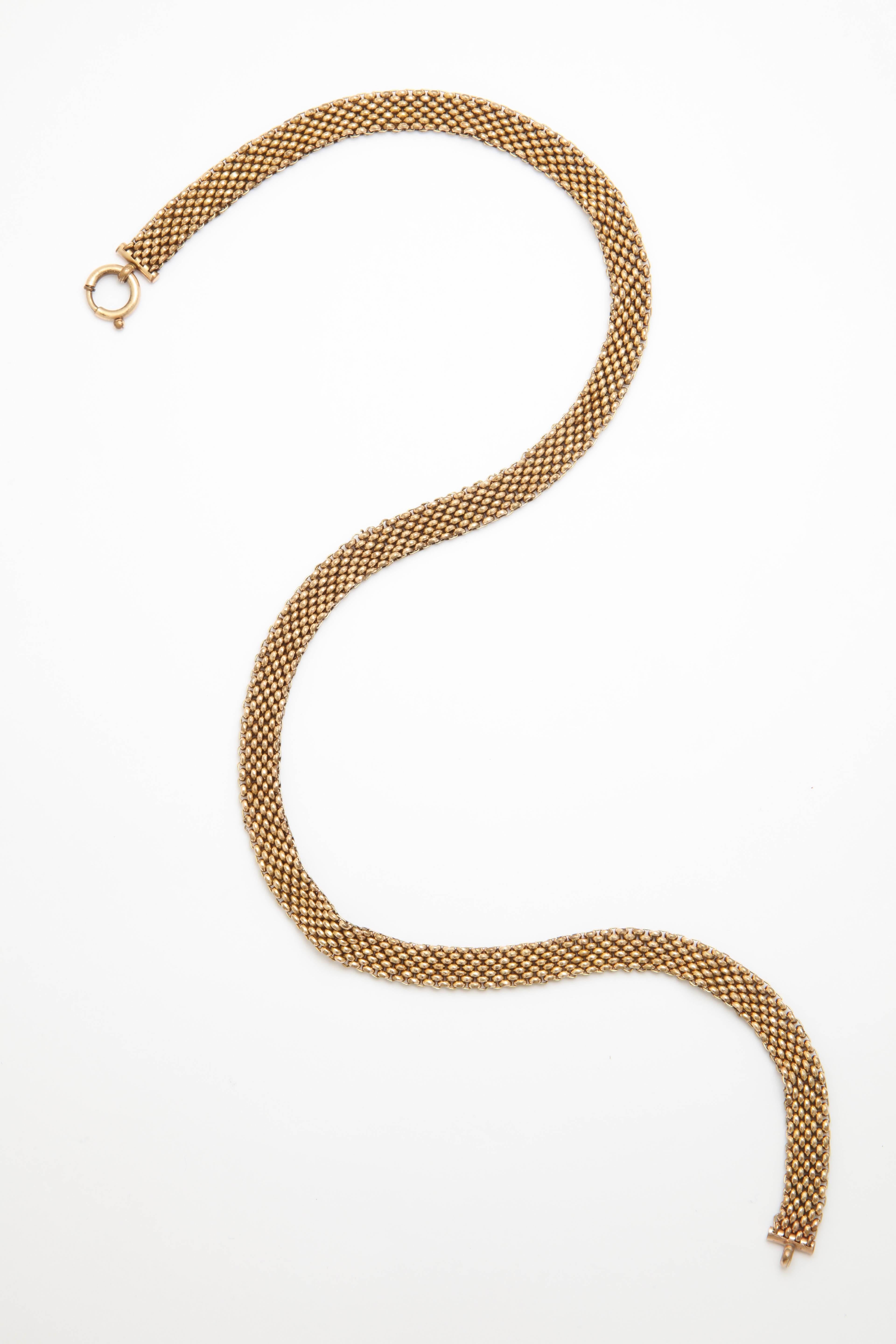 A lovely late Victorian gold filled watch chain. Very flexible links and comfortable to wear. Perfect for everyday. 