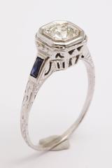 Diamond Engagement Ring with Sapphire Accents