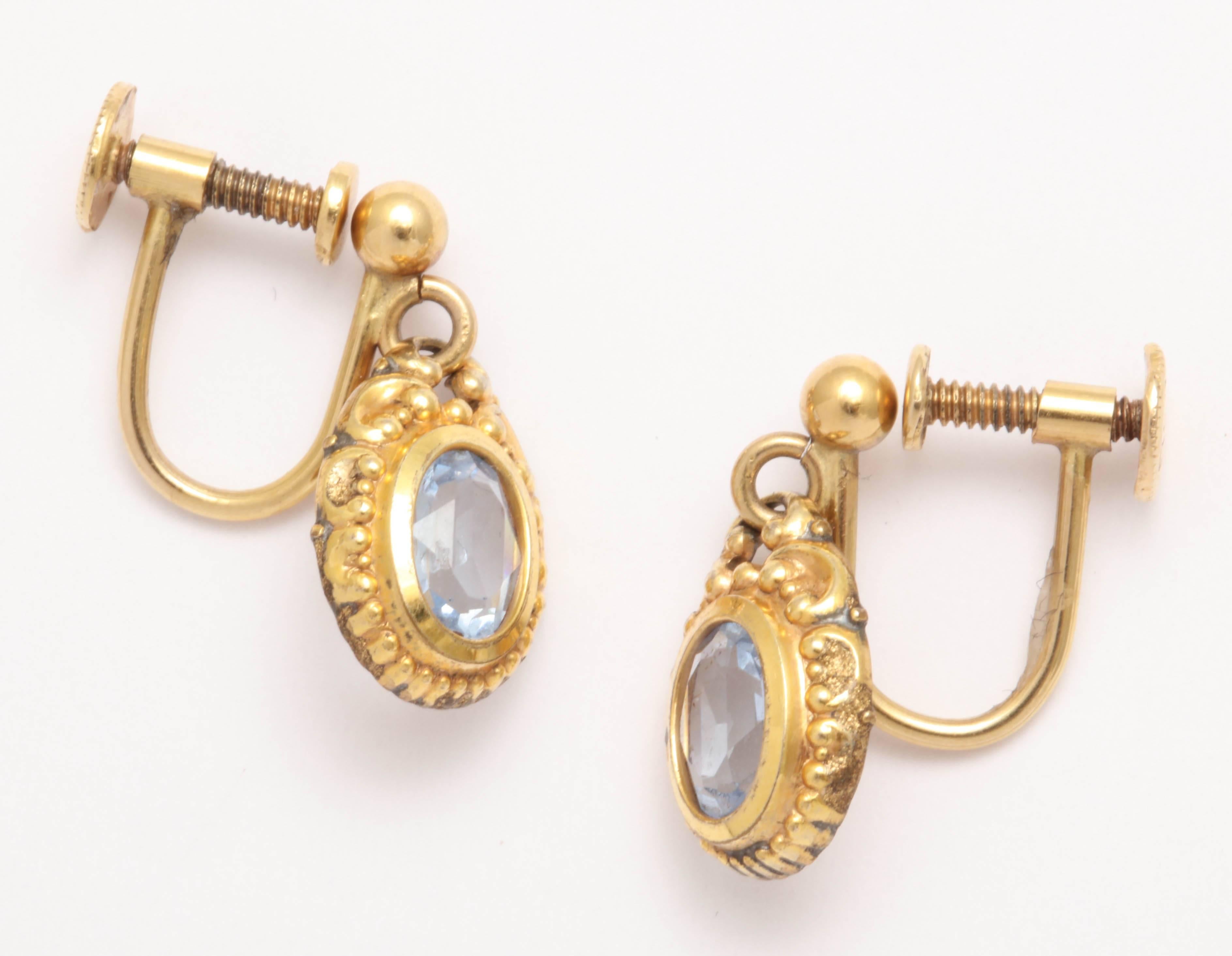 Aquamarine Gold Drop Earrings 1