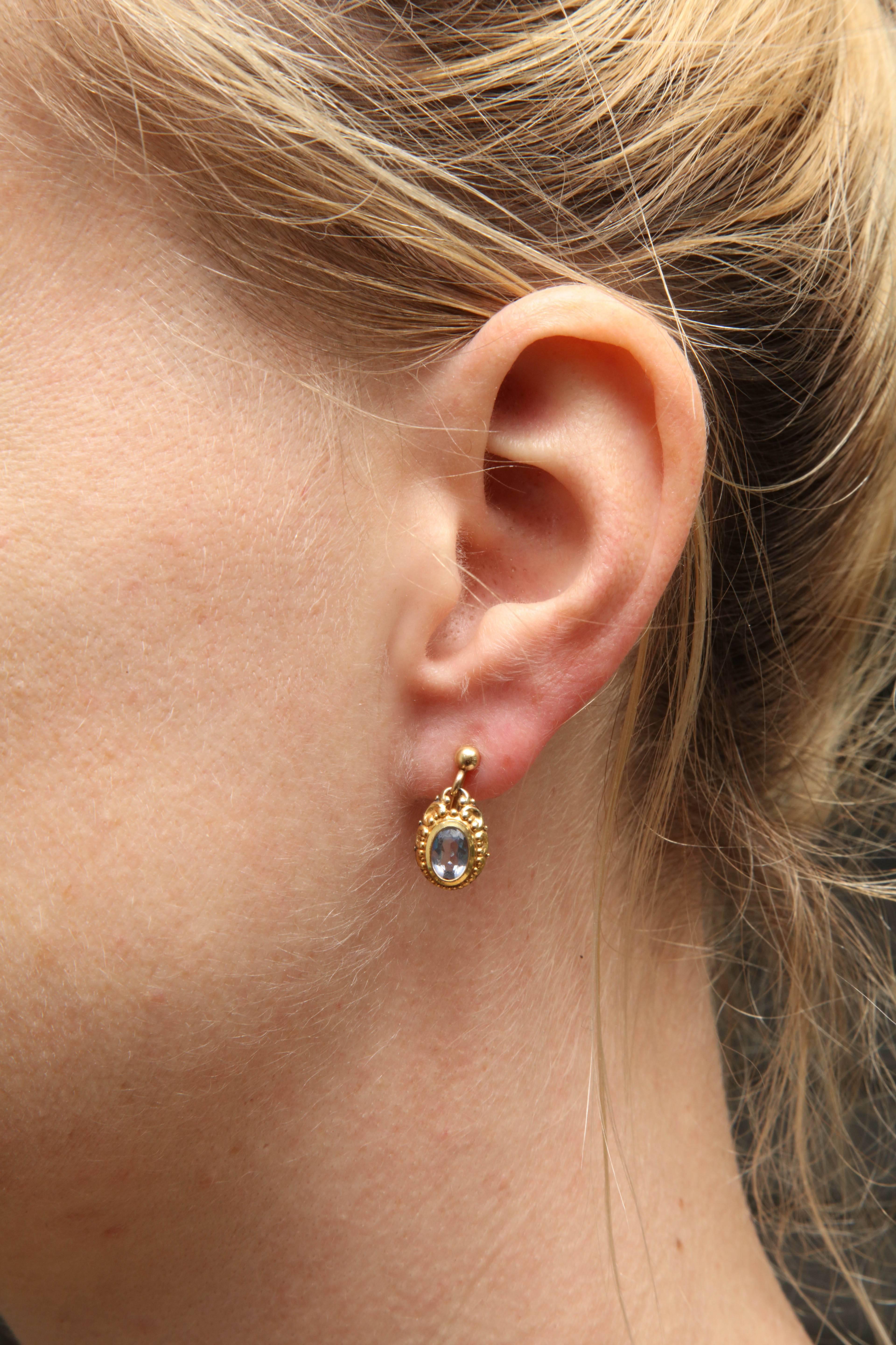 Aquamarine Gold Drop Earrings 2