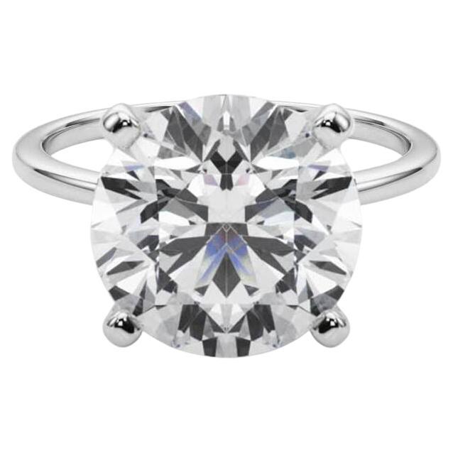 GIA 5,13ct Anello con diamante rotondo a fascia sottile con solitario incastonato in oro bianco 18 carati