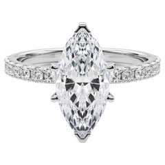 GIA 4.01ct Marquise Solitaire with Half Eternity 18K White Gold Diamond Ring