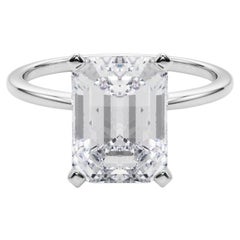 GIA 5,71ct Smaragd Slim Band Prong Set Solitär 18K Weißgold Diamantring