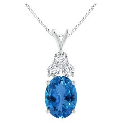 Angara Pendentif solitaire en or 14K avec aigue-marine naturelle certifiée GIA de 6,85 ct