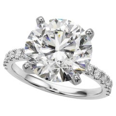 GIA 4.51ct Round Solitaire with Half Eternity 18K White Gold Diamond Ring