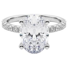GIA 5.01ct Oval Solitaire with Half Eternity 18K White Gold Diamond Ring