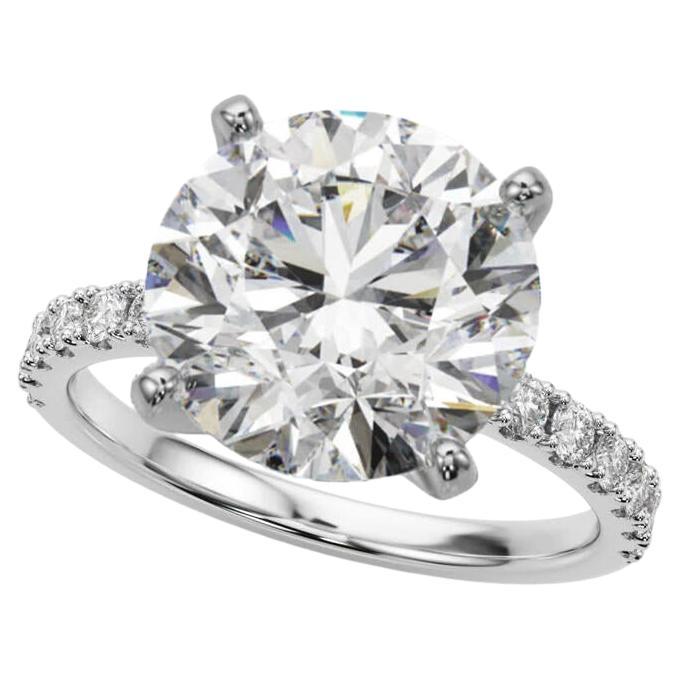 GIA 6.11ct Round Solitaire with Half Eternity 18K White Gold Diamond Ring