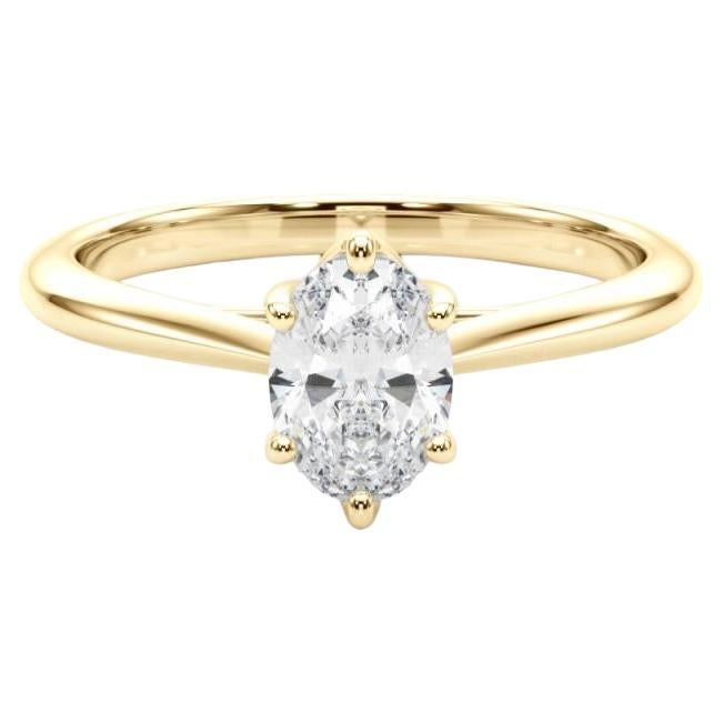 GIA zertifiziert 1 Karat Oval Solitär Multi-Prong Rose Diamant Ring