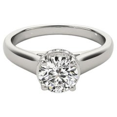 GIA Certified 1,76 Carat Round Hidden Halo Trellis in oro bianco 18K Diamond Ring