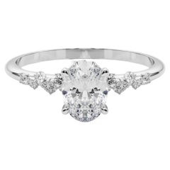 GIA 1.8 Carat Oval Cluster Trellis Solitaire 18K White Gold Diamond Ring