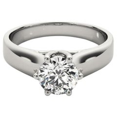 GIA 1.3 Carat Round Solitaire 6-Prong Trellis 18K White Gold Diamond Ring