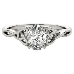 GIA 1,7ct Oval Solitär Openwork Keltischer Knoten 18K Weißgold Diamantring