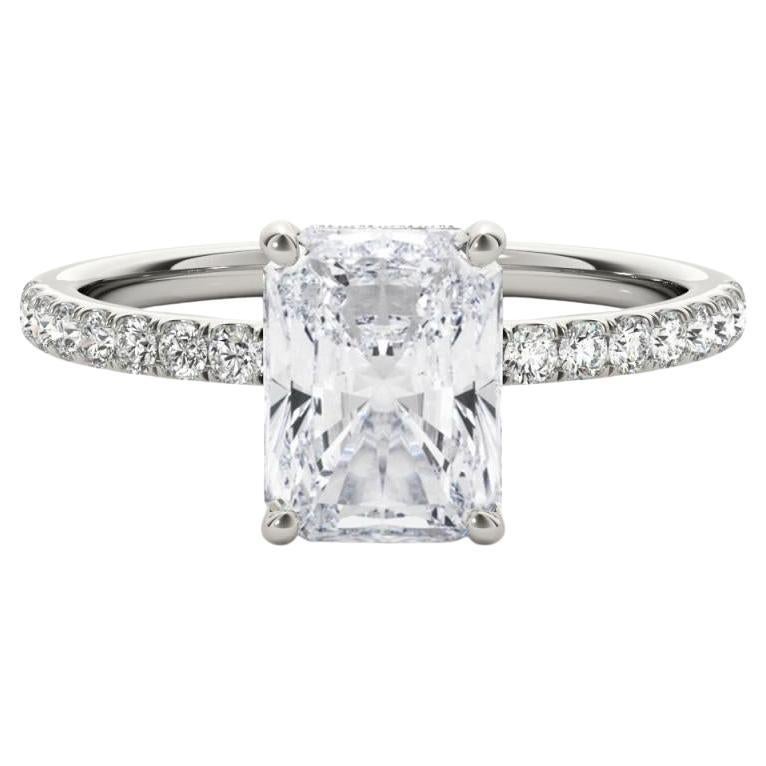 GIA Certified 1.2 Carat Pave Hidden Halo Radiant Bague en diamant