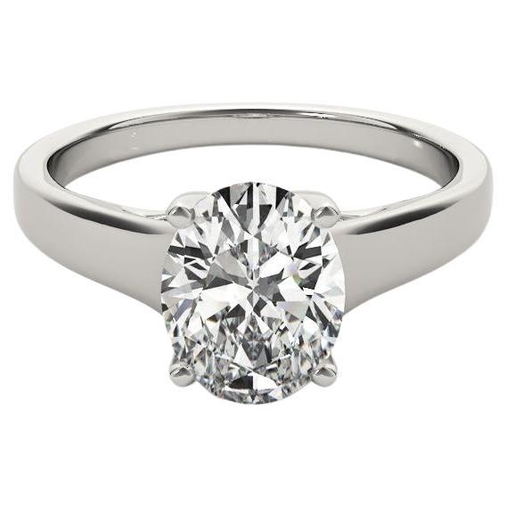 GIA Certified 1 Carat Oval Solitaire Trellis Prong Platinum Diamond Ring For Sale