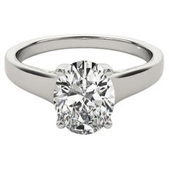 GIA Certified 1 Carat Oval Solitaire Trellis Prong Platinum Diamond Ring