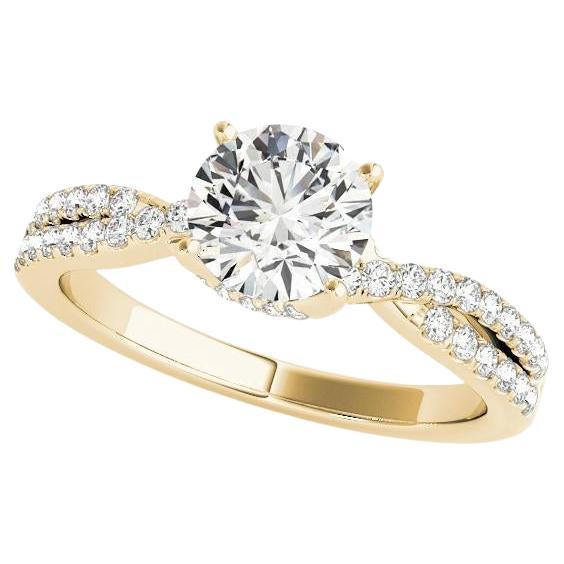 GIA 2.22ct Round Solitaire Entwined Split Shank 18K Yellow Gold Diamond Ring