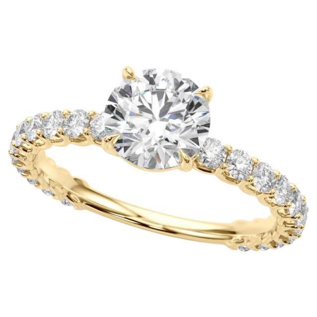 GIA Certified 2.01ct Round Partial Eternity Band Entwined Prong Diamond Ring (Bague d
éternité partielle à diamants entrelacés)